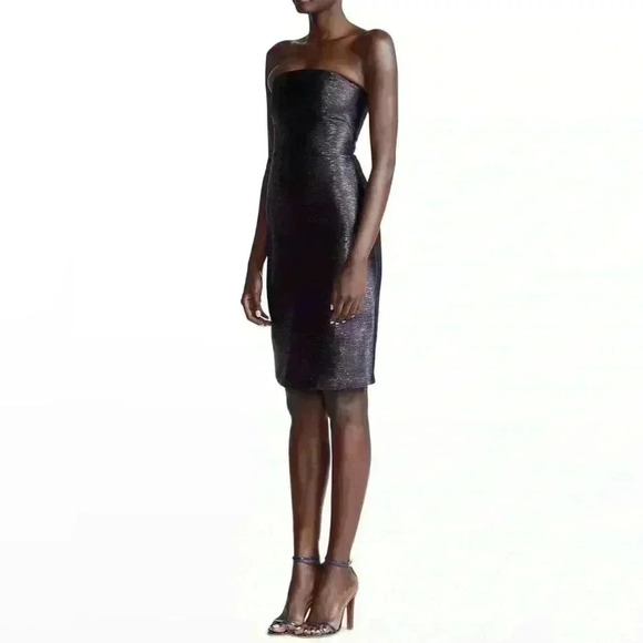 Ralph Lauren Collection Purple Label Metallic Strapless Cocktail Mini Dress L XL - Picture 5 of 16